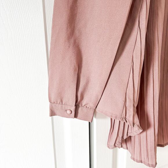 Zanzea Mauve Pleated Long Sleeve Tunic Blouse High Low Hem Size 4 EUC - Picture 6 of 10